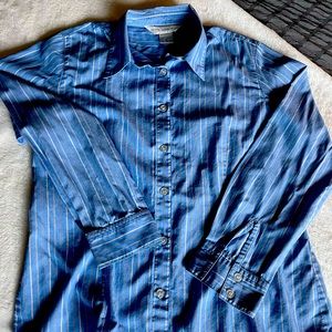 Women shirt blue stripes size for Petite Sophisticate